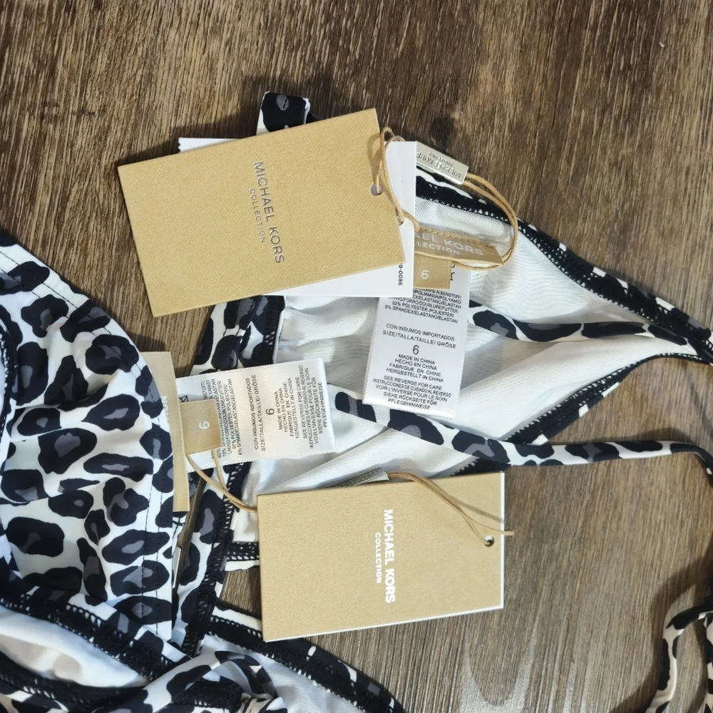 Michael Kors Collection Slate Animal Print Bikini 2pc Set sz 6 NWT